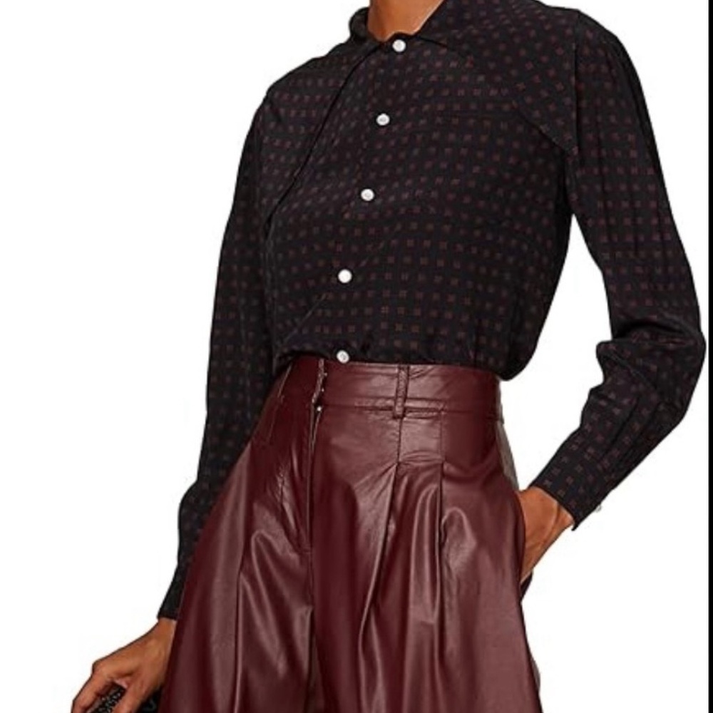 New Hunter Bell Size Medium 100% Silk Frances Blouse Top Oversized Collar NWOT
